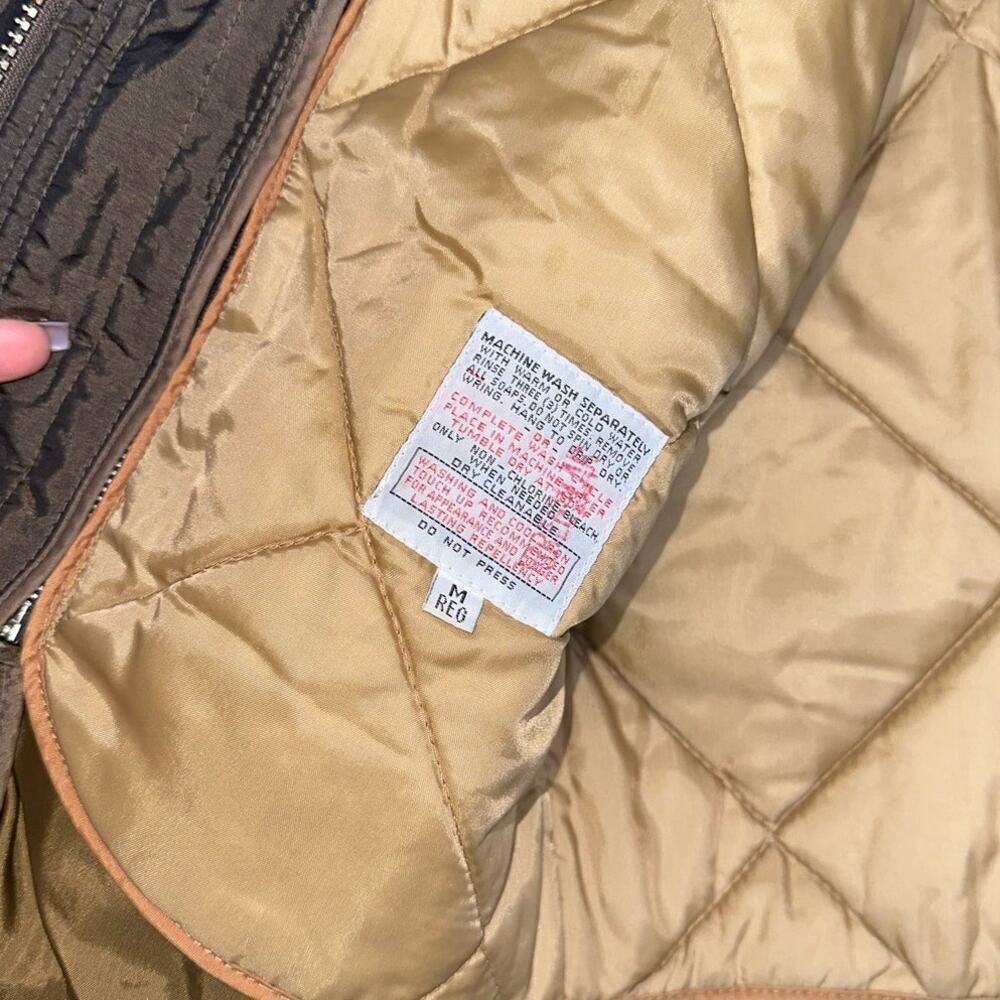 London Fog Towne Quilted Puffer Jacket Dark Olive/Brown Medium Insulated/Lined - Picture 3 of 6